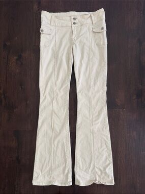 Brandy Melville J Galt Agatha Pants Cream Boot Cut Flare Low Rise Front Pockets